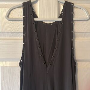 Astr the Label Deep-V Dark Olive Tank Dress S